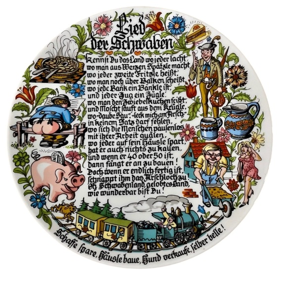 SWABIAN SONG COLLECTORS PLATE LIED DER SCHWABEN BÖCKLING GERMANY VINTAGE 7.5” - Picture 2 of 6